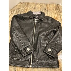 Amy Coe Toddler Girls 2TFaux Leather Biker/Moto Jacket Zip Design Black